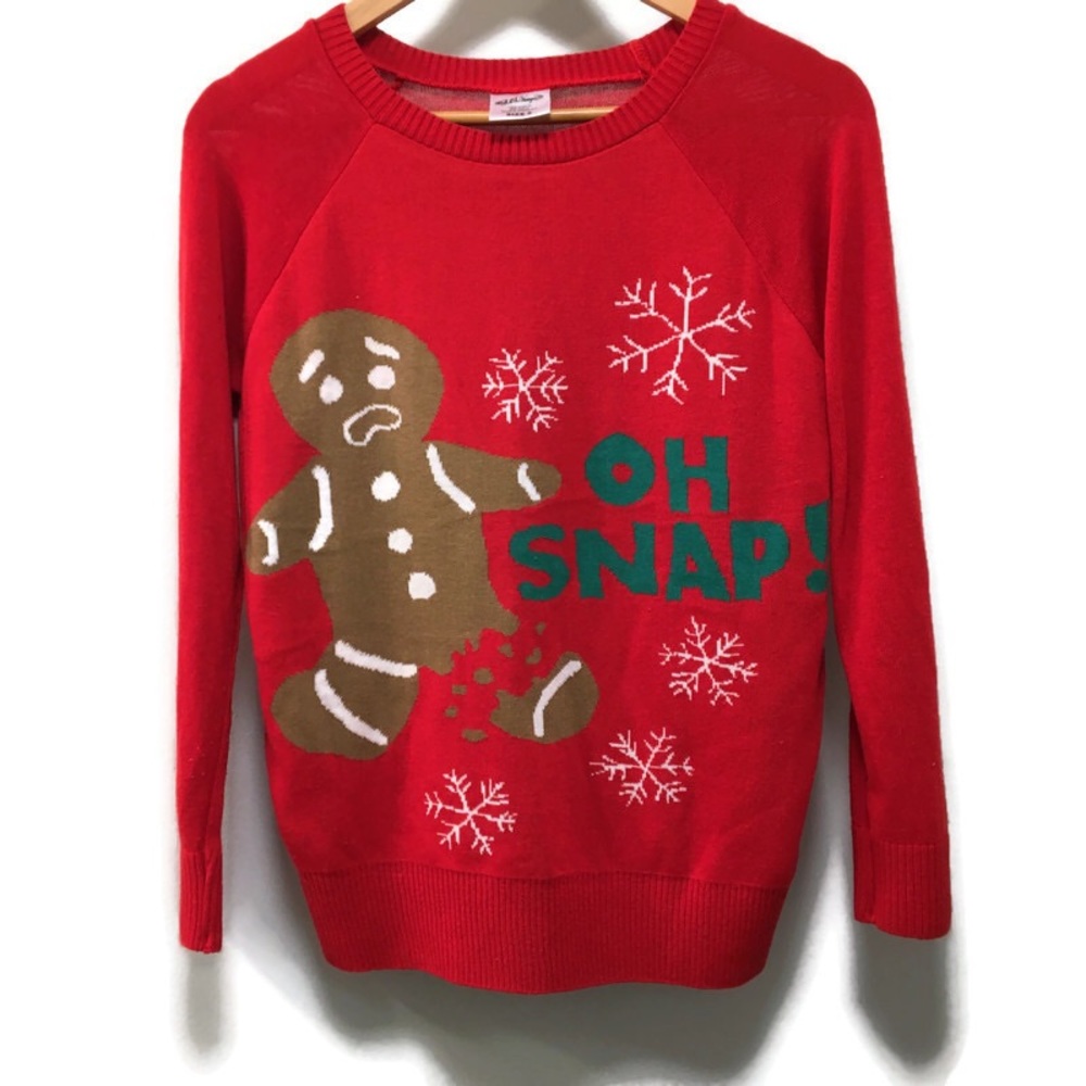LOL VINTAGE gingerbread man red sweater small